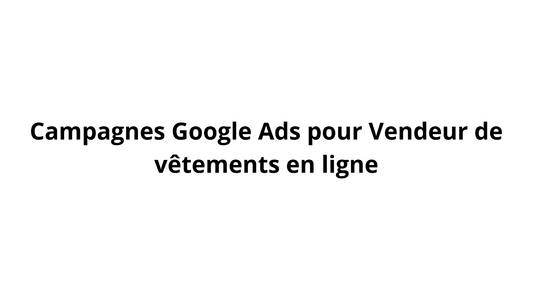 Campagnes Google Ads pour Vendeur de vêtements en ligne