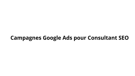 Campagnes Google Ads pour Consultant SEO