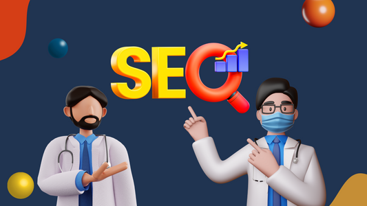 3d illustration of doctor pointing SEO logo